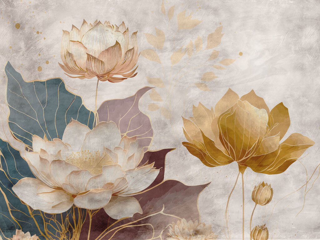 Flores de agua doradas — diseño completo