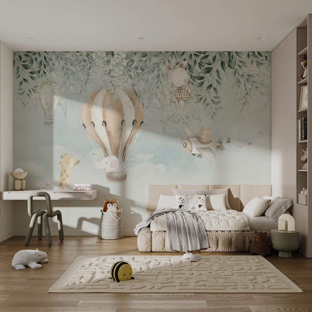 Globos con animales en un interior