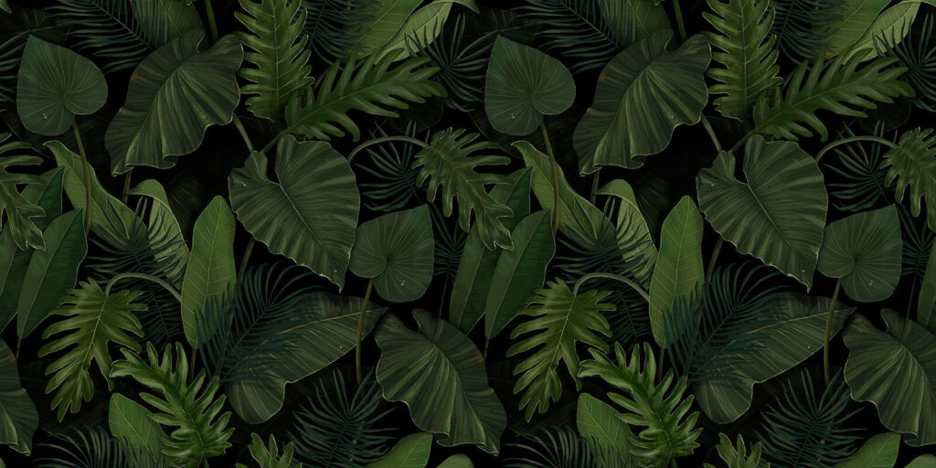 Hojas tropicales verdes — diseño completo