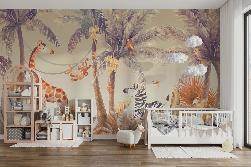 Jirafa entre palmeras — interior 4