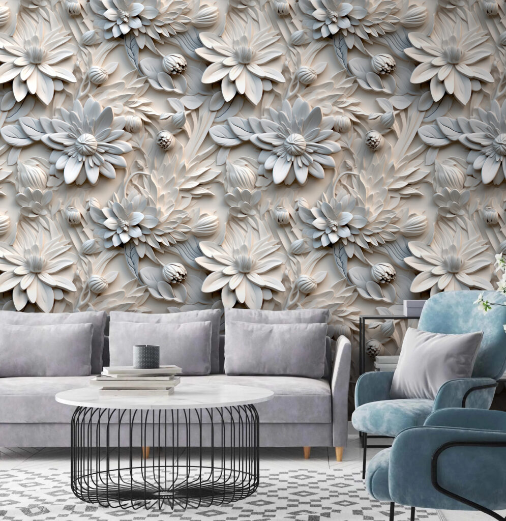 Flores blancas en relieve — interior 3