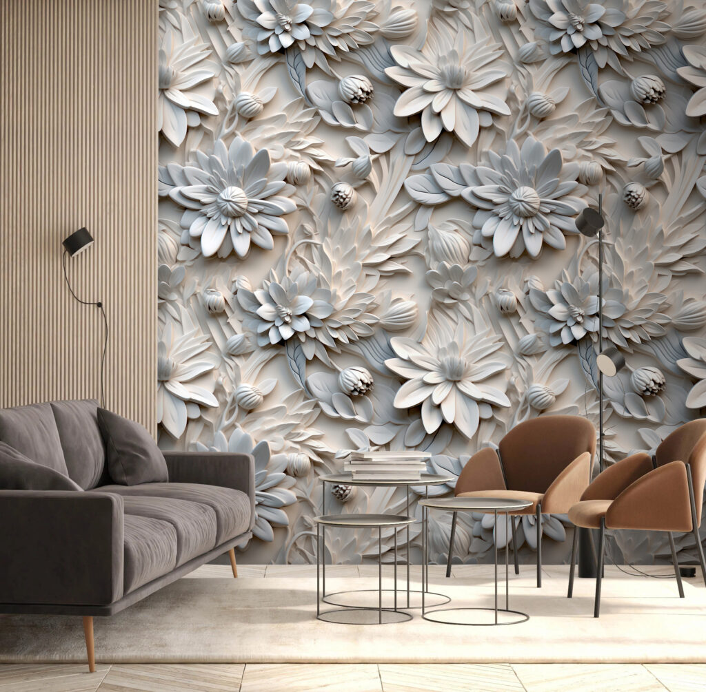 Flores blancas en relieve — interior 4
