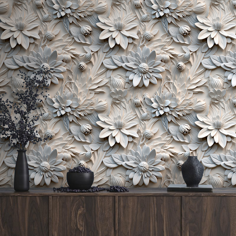 Flores blancas en relieve — interior 1