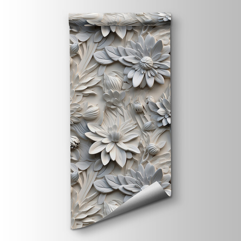 Flores blancas en relieve — vista del producto
