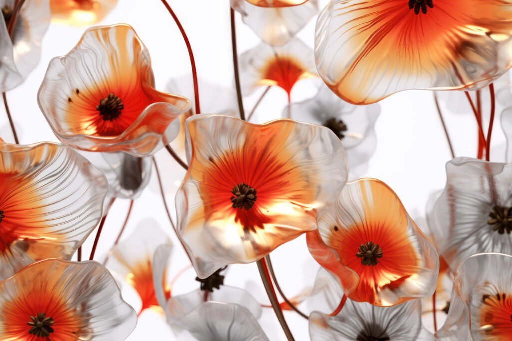 Flores naranjas iluminadas — diseño completo