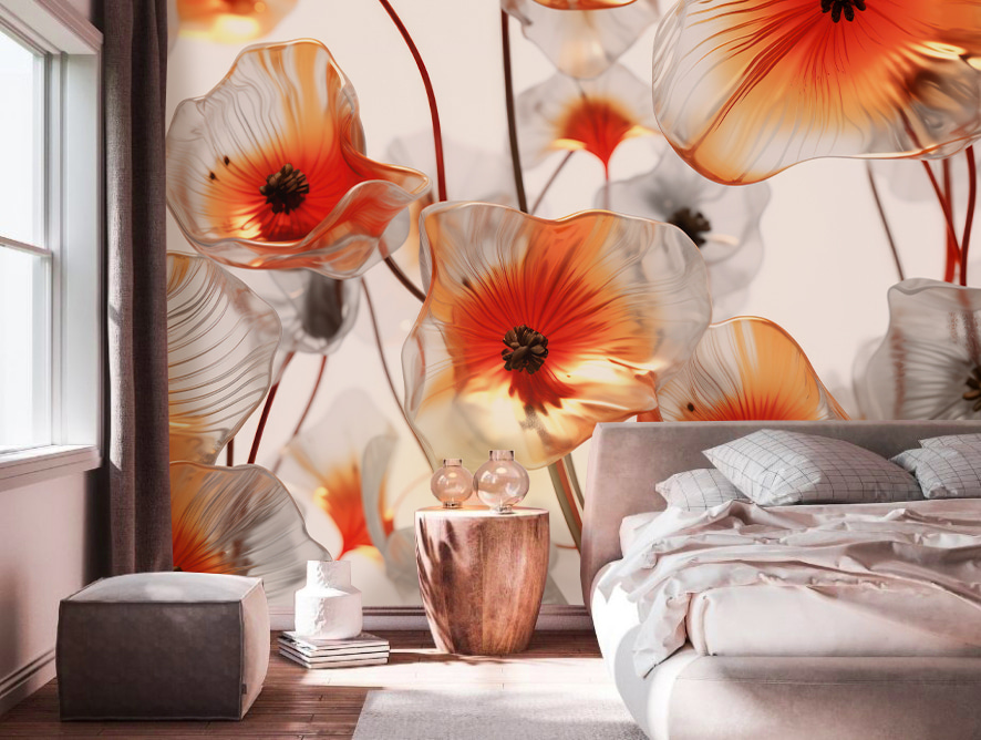 Flores naranjas iluminadas — interior 2