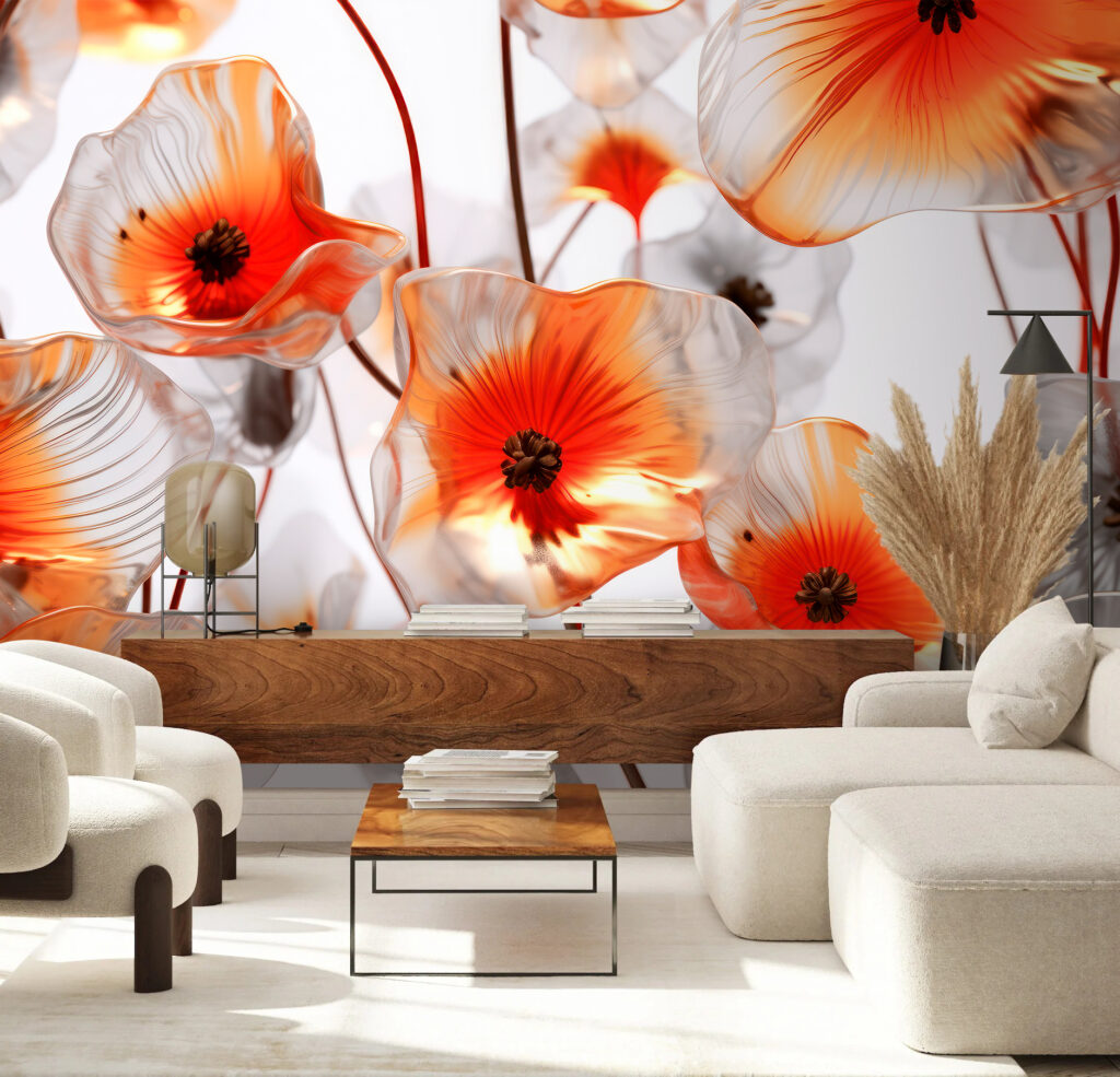 Flores naranjas iluminadas — interior 1