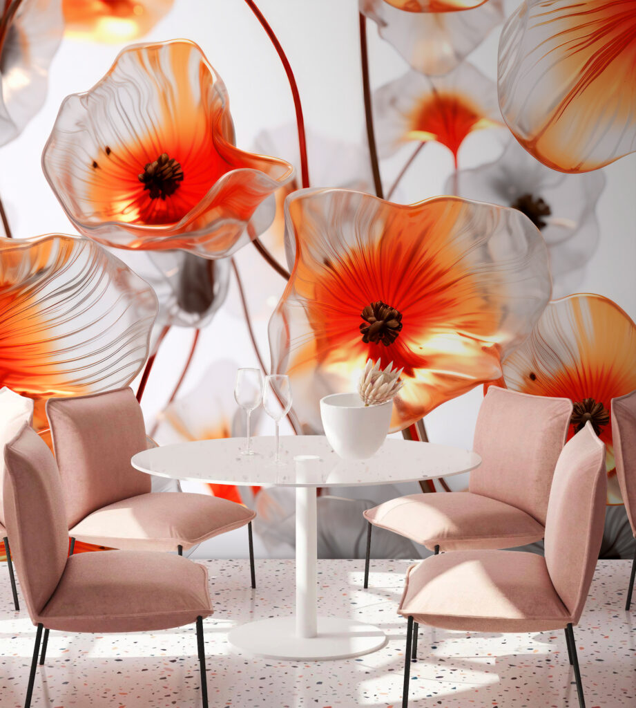 Flores naranjas iluminadas — interior 4