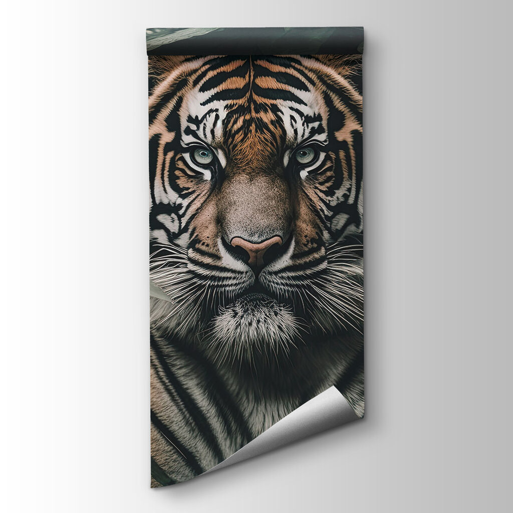 Tigre entre hojas oscuras — vista del producto