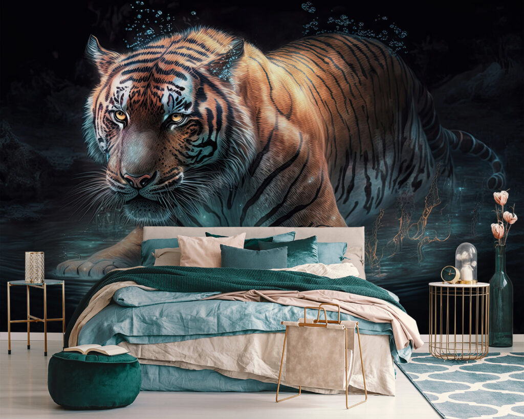 Tigre cruzando el agua — interior 1