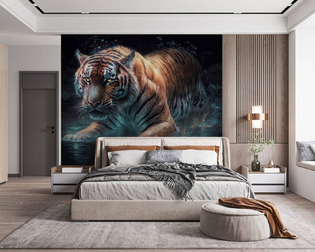 Tigre cruzando el agua — interior 2