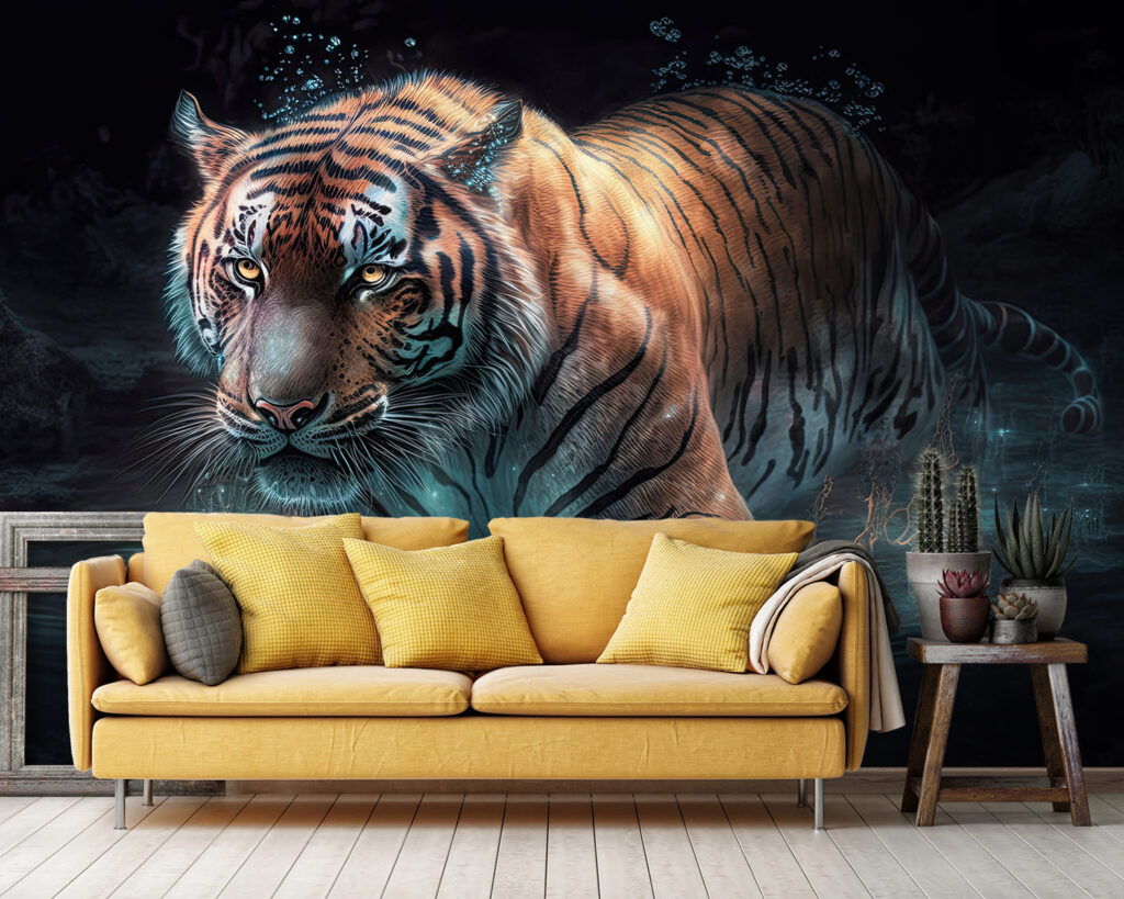 Tigre cruzando el agua — interior 3