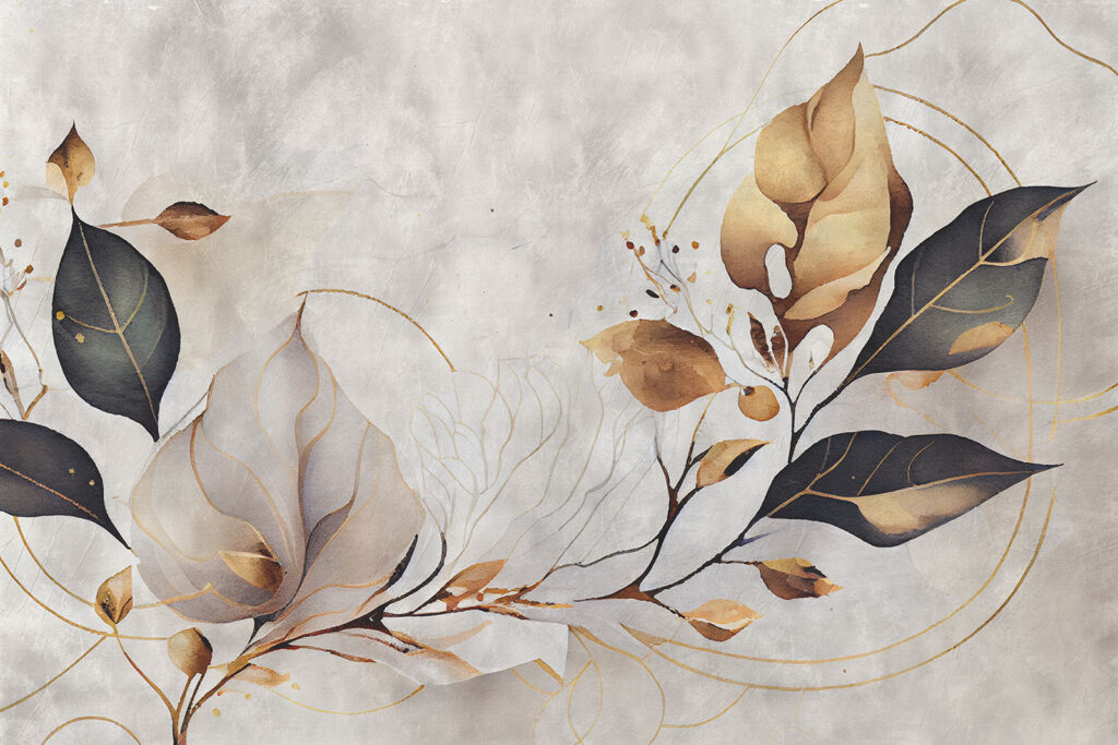 Hojas con bordes dorados — diseño completo