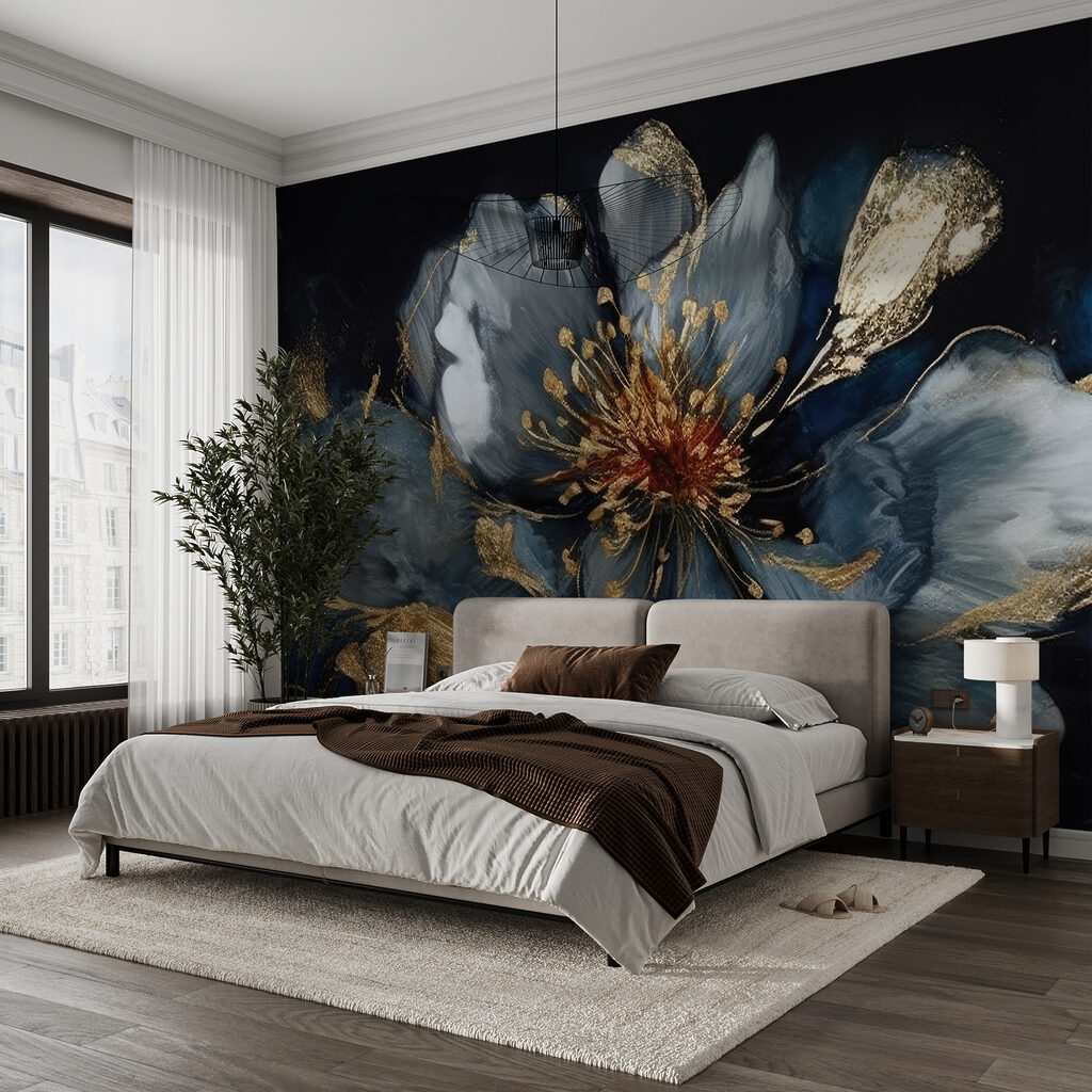 Flor azul y dorada — interior 4