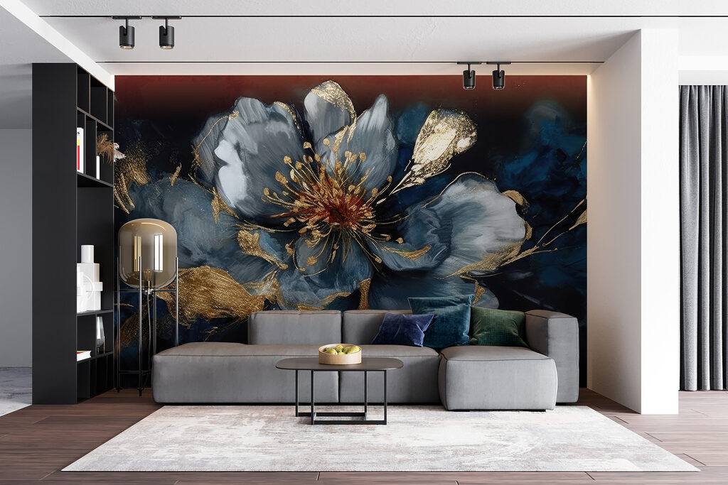 Flor azul y dorada — interior 5