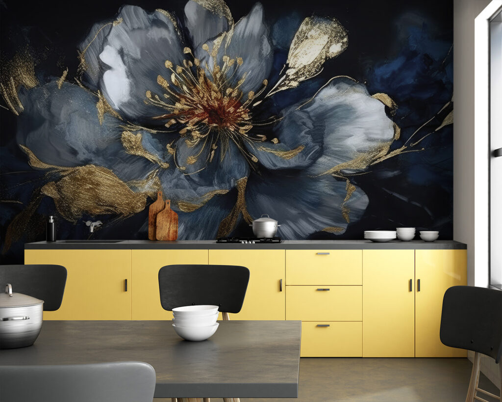 Flor azul y dorada — interior 1
