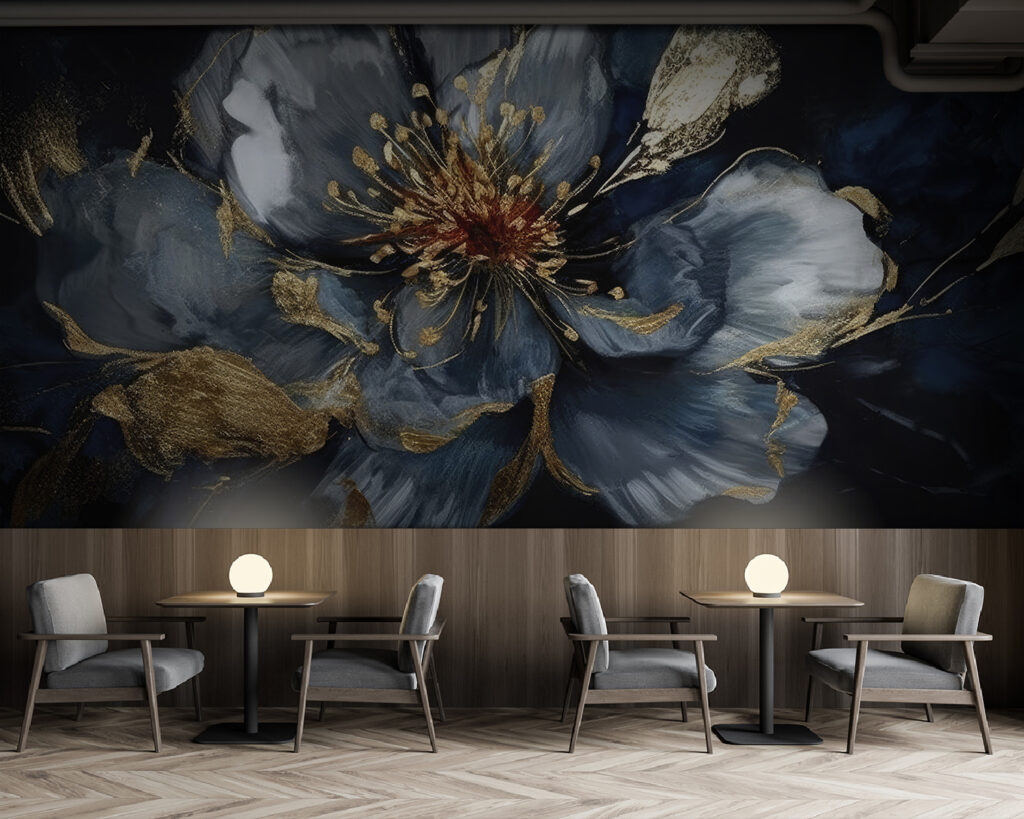 Flor azul y dorada — interior 3