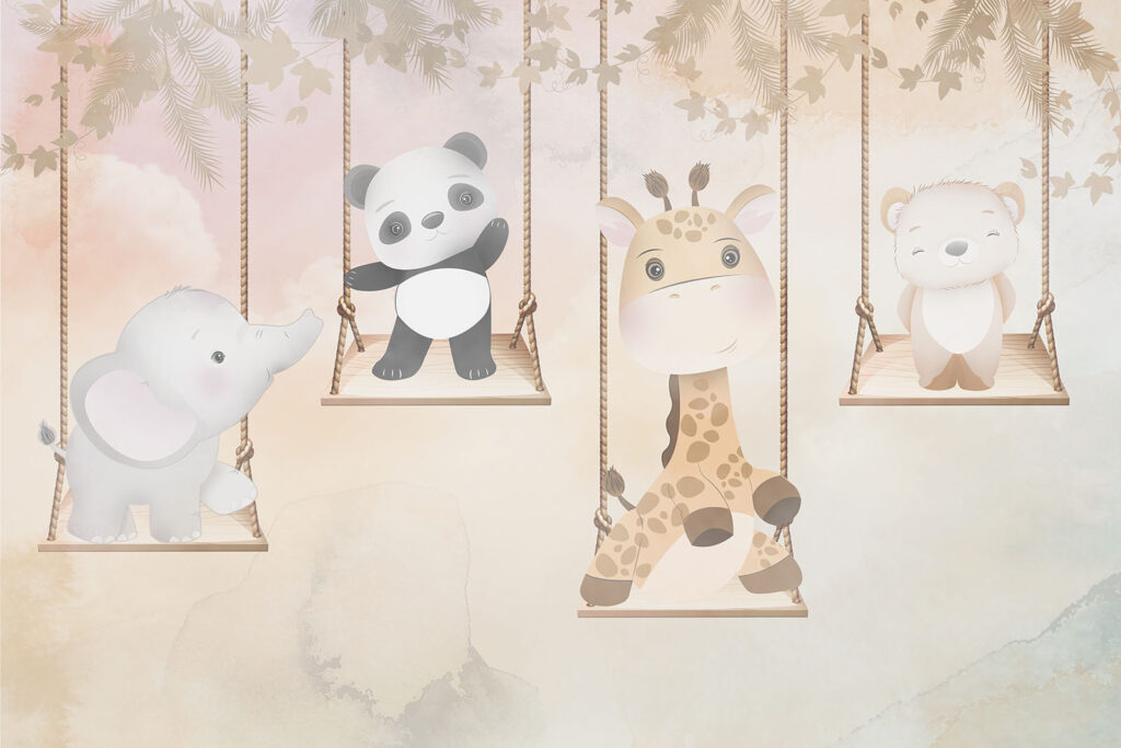 Animalitos en columpios — diseño completo