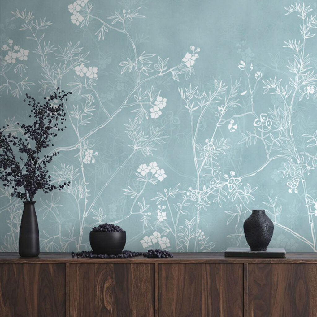 Flores finas sobre azul — interior 2