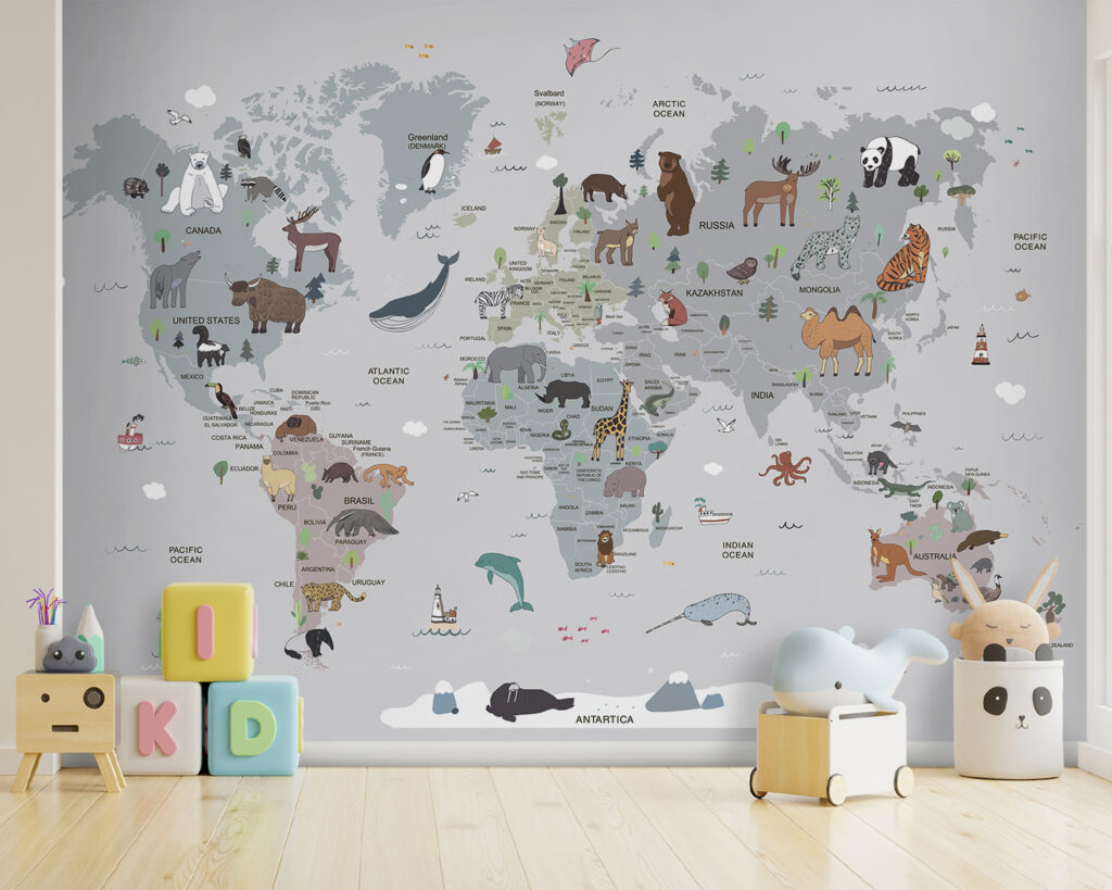 Mapa ilustrado sobre gris — interior 3