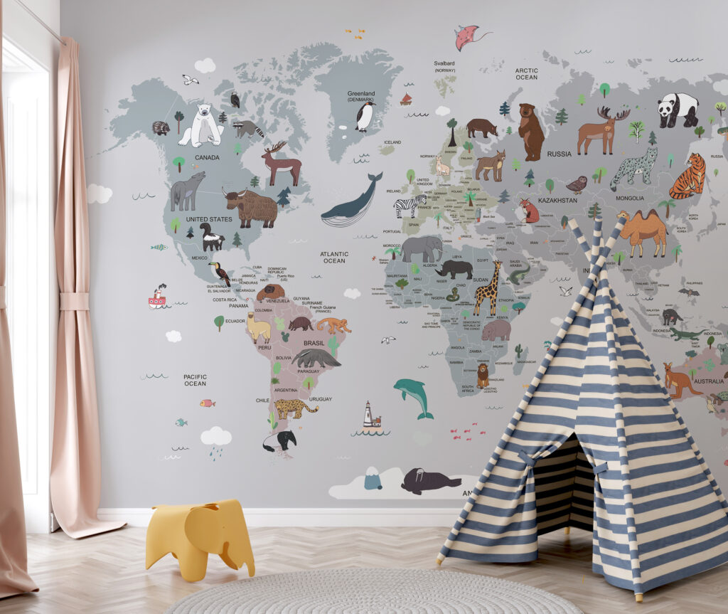 Mapa ilustrado sobre gris — interior 2