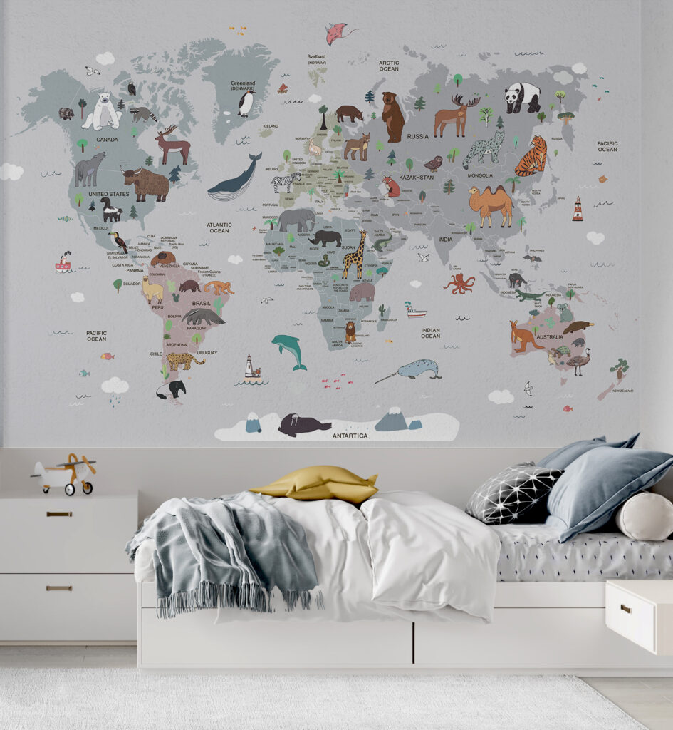 Mapa ilustrado sobre gris — interior 4