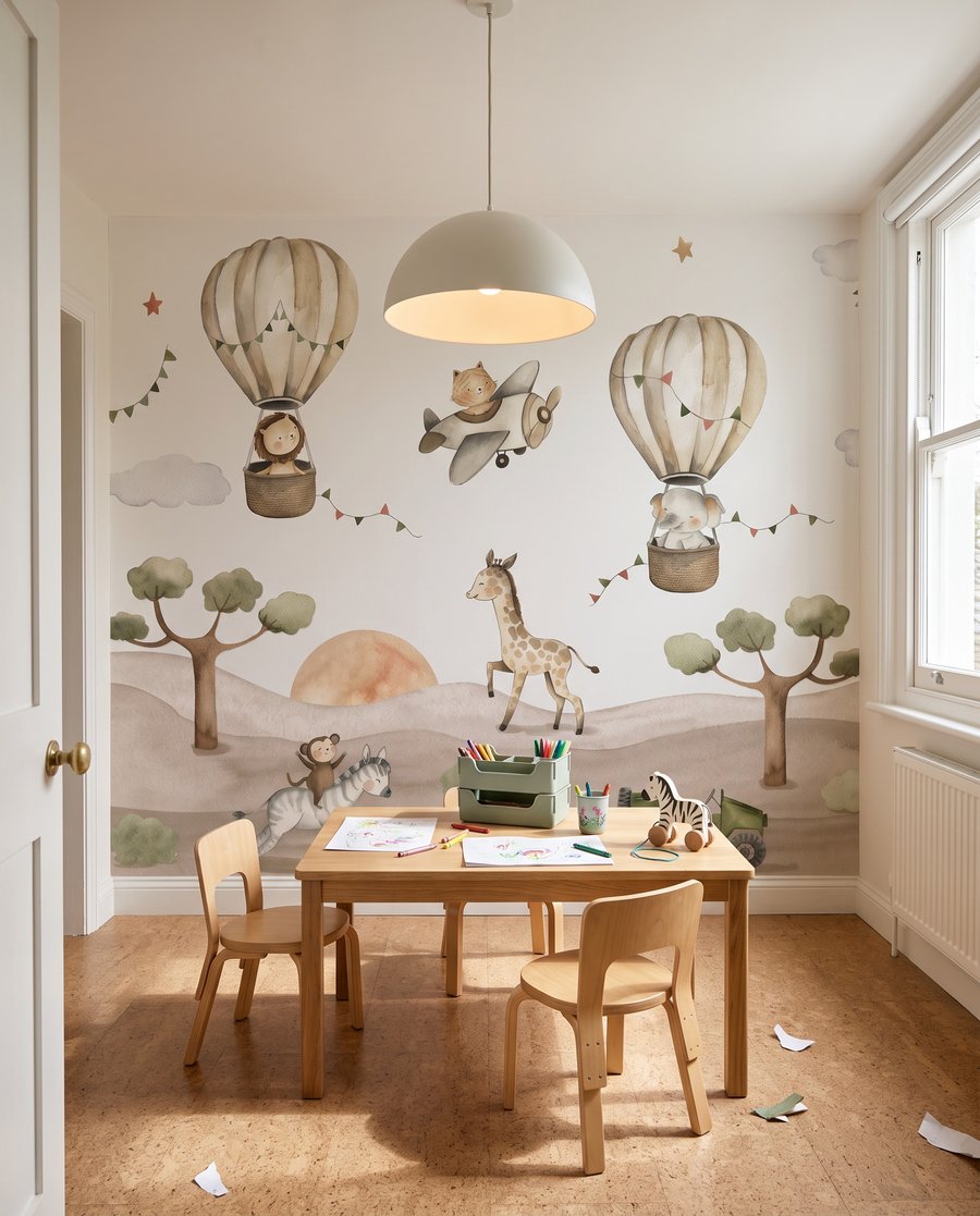 Safari bajo globos en un interior