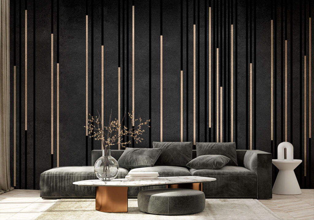 Rayas doradas sobre negro — interior 2
