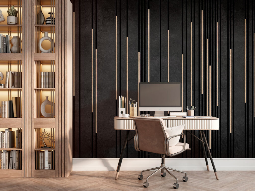 Rayas doradas sobre negro — interior 3