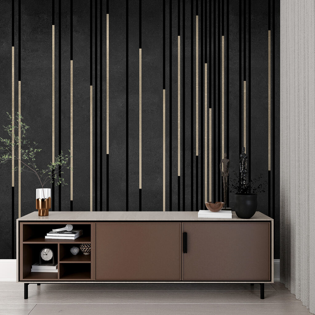 Rayas doradas sobre negro — interior 5