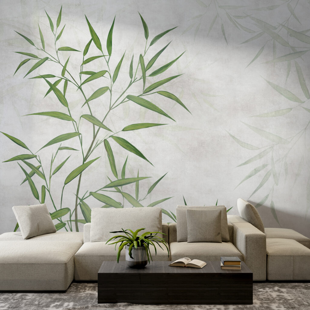 Bambú verde sobre blanco — interior 4