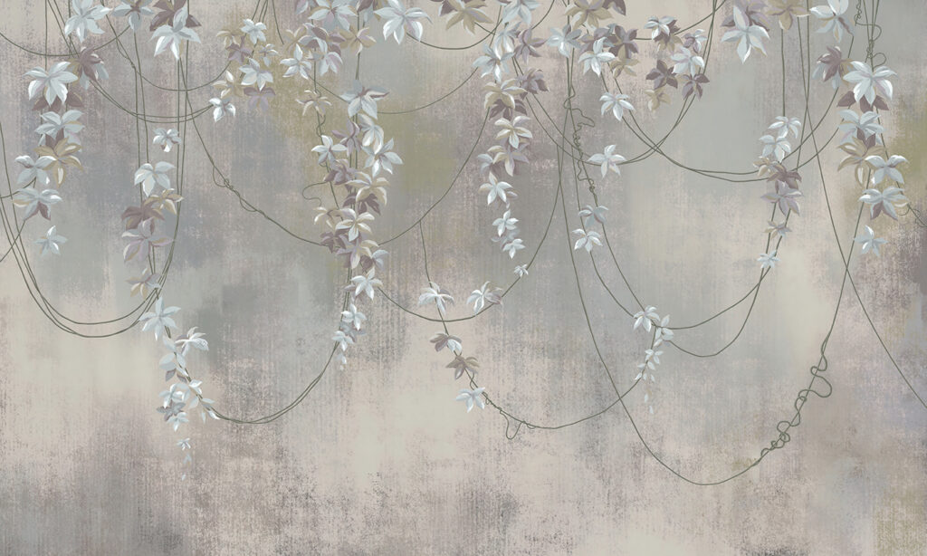 Guirnaldas florales en gris — diseño completo