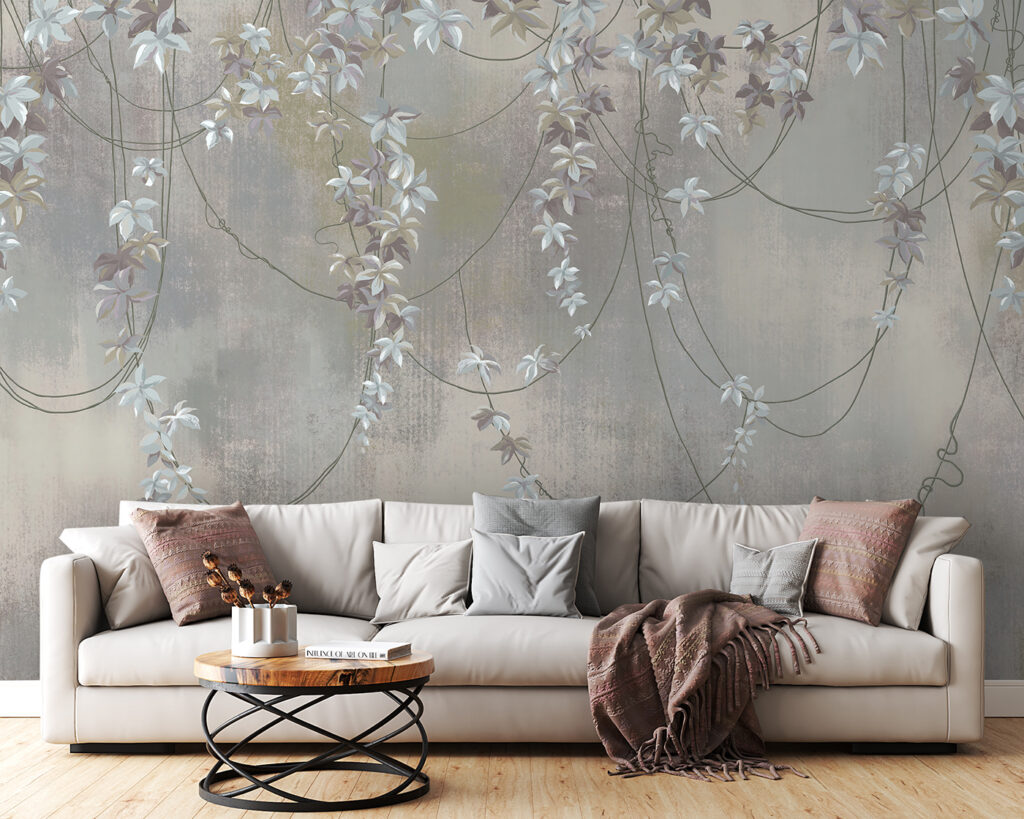 Guirnaldas florales en gris — interior 1