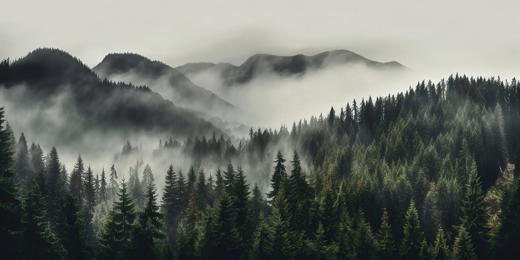 Niebla sobre montañas verdes — diseño completo