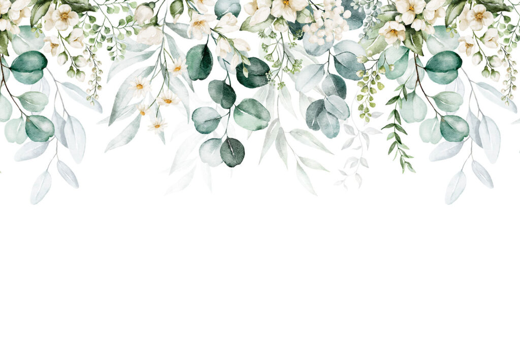 Flores blancas colgantes — diseño completo