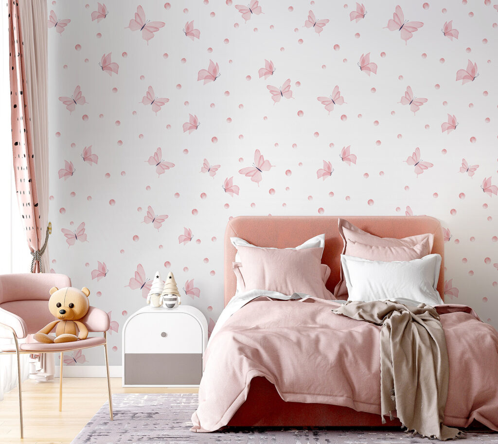 Mariposas rosas en un interior