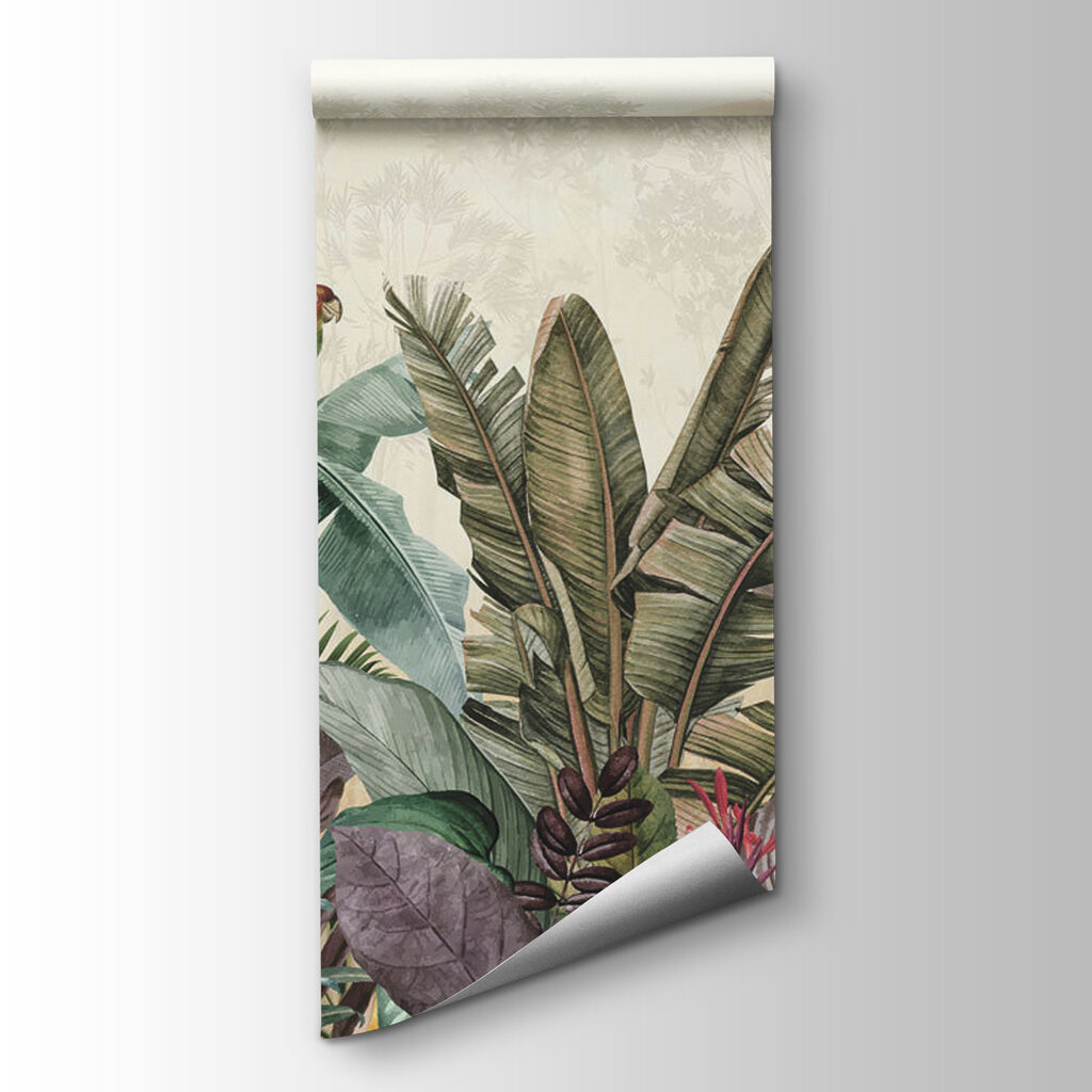 Loros sobre jungla pastel — vista del producto