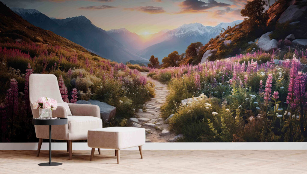 Sendero entre flores altas — interior 1