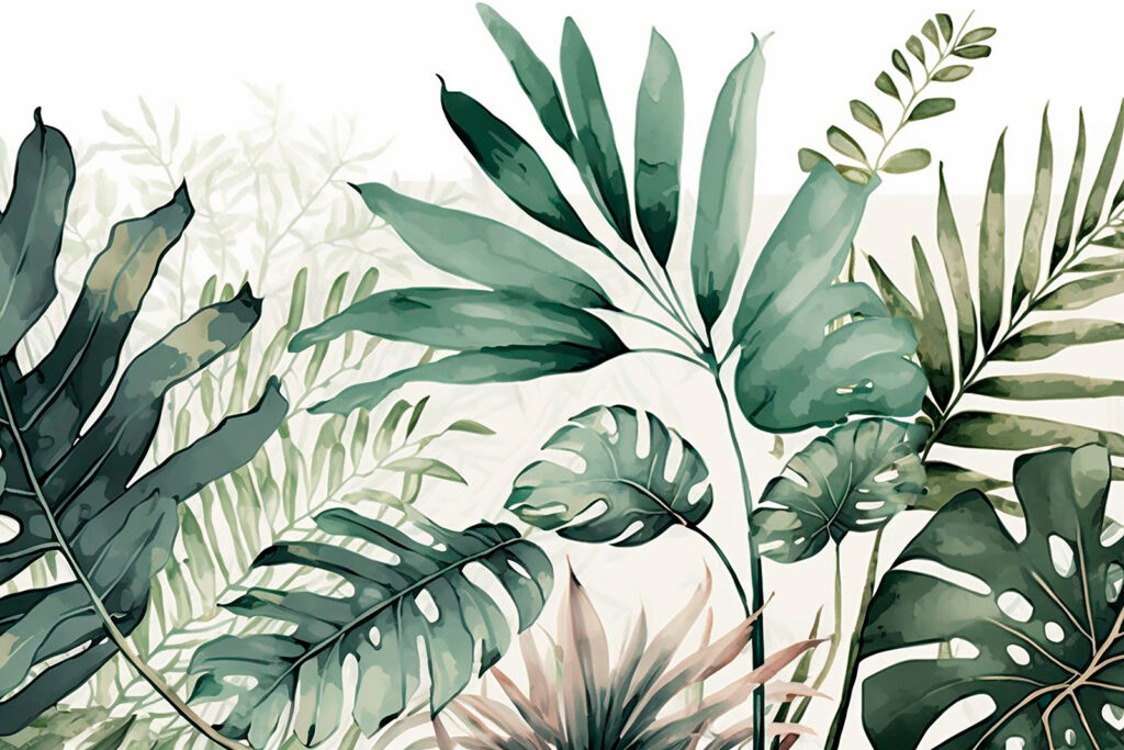 Monstera en acuarela — diseño completo