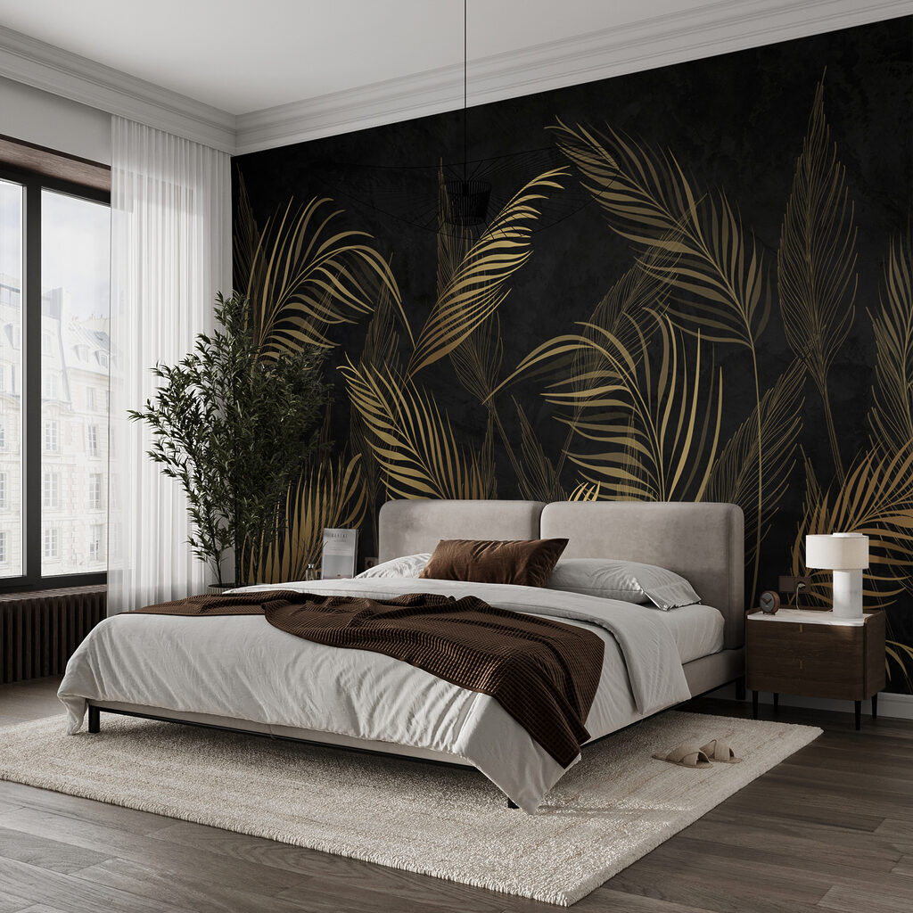 Palmas doradas sobre negro — interior 4
