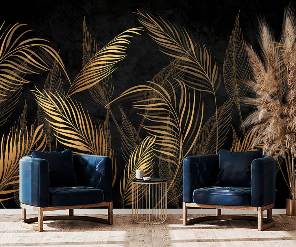Palmas doradas sobre negro — interior 3