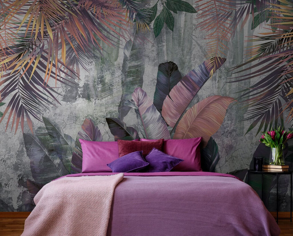 Hojas moradas sobre gris — interior 2