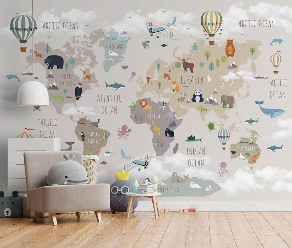 Mapa animal y globos — interior 2
