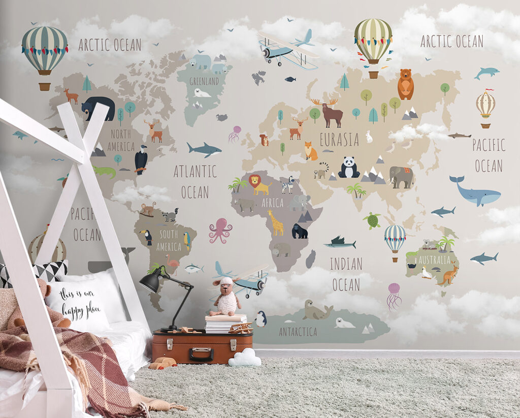 Mapa animal y globos — interior 3