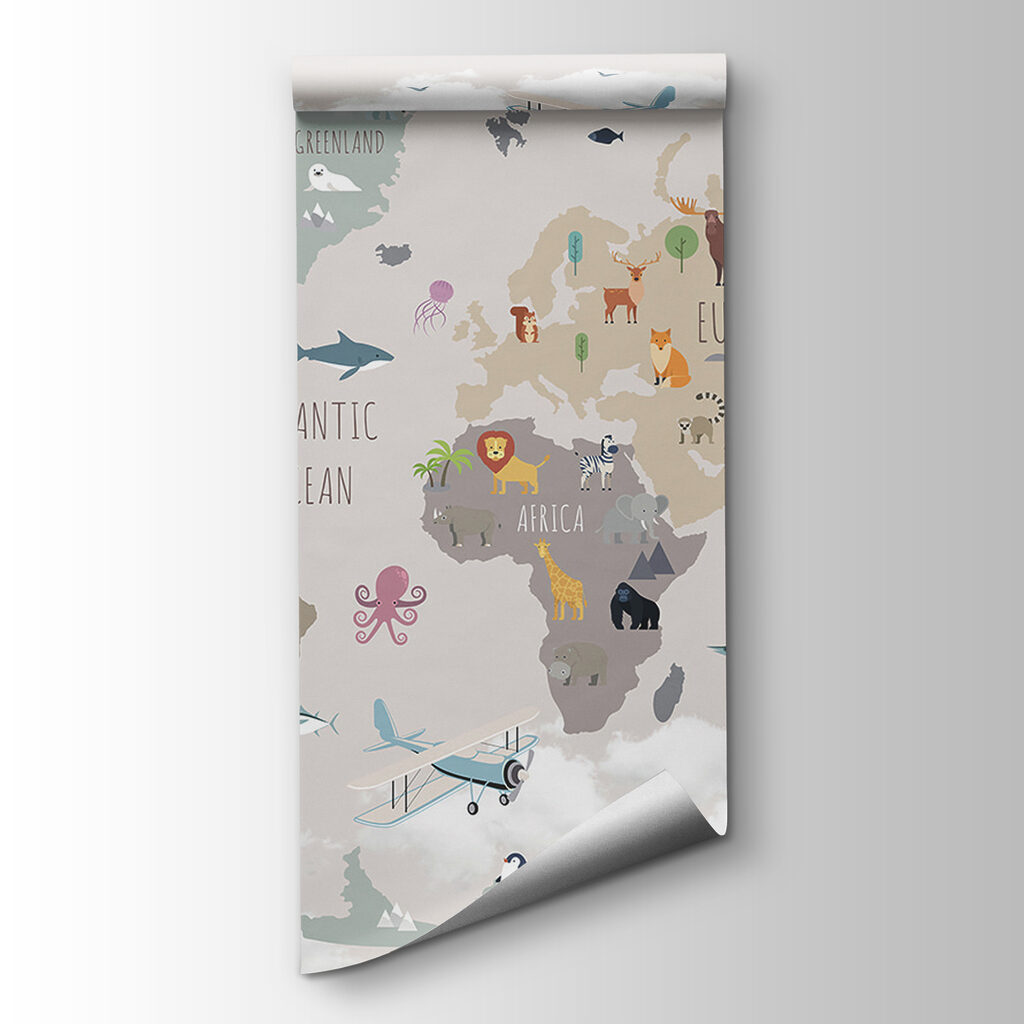Mapa animal y globos — vista del producto