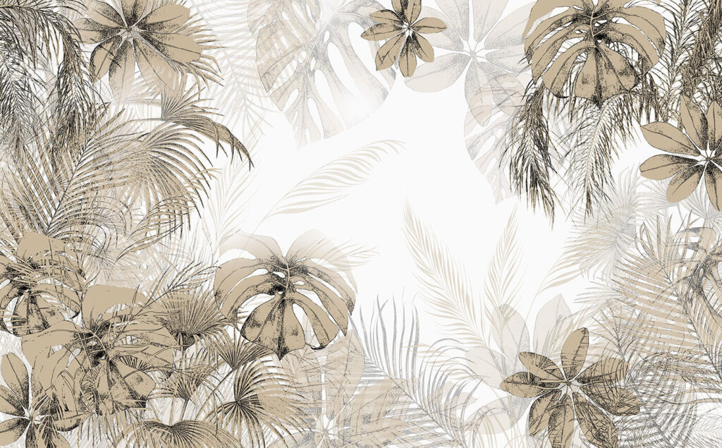 Hojas tropicales enmarcadas — diseño completo