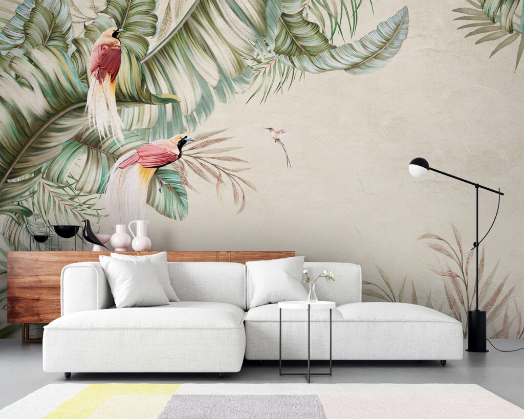 Aves entre hojas tropicales — interior 3