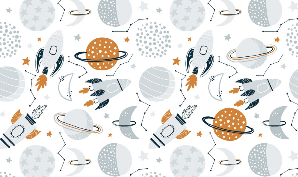 Planetas y cohetes — diseño completo