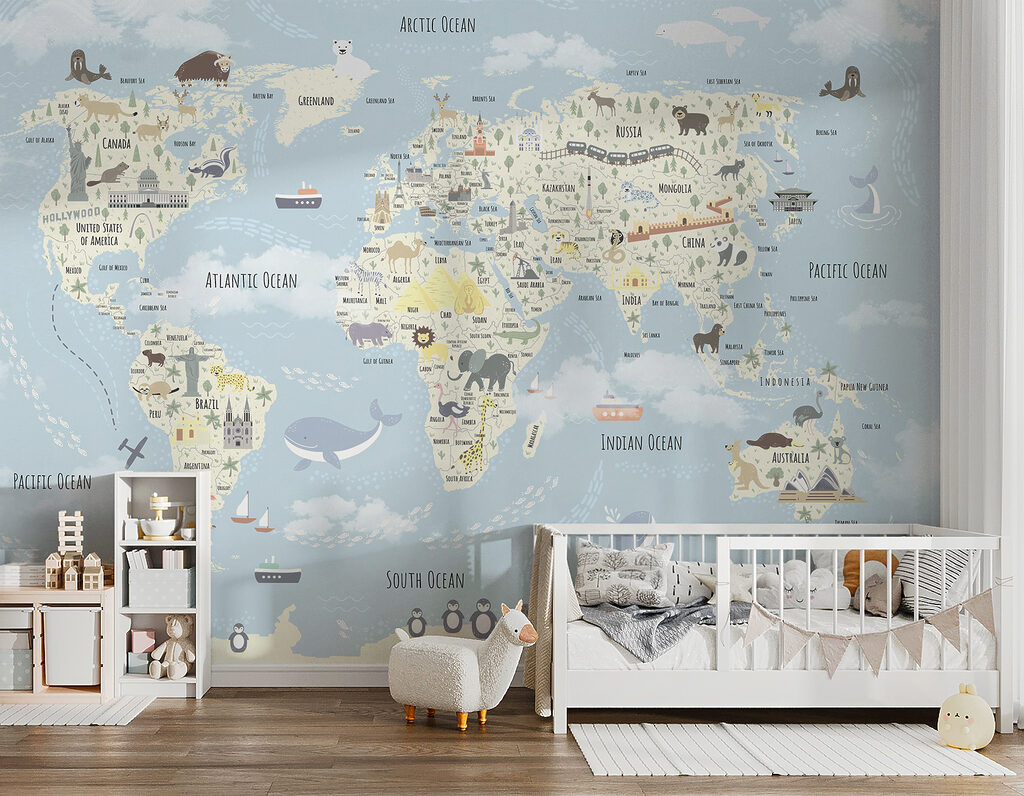 Mapa azul con nubes — interior 2