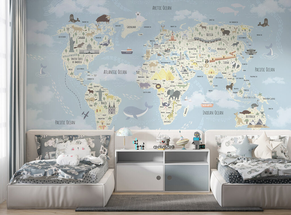 Mapa azul con nubes — interior 3